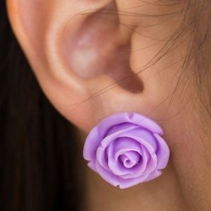 Purple Earrings " Rose Roulette "
